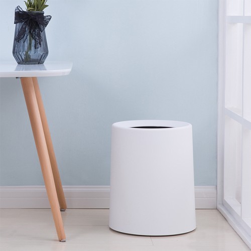 北歐風磨砂圓形雙層無蓋垃圾桶