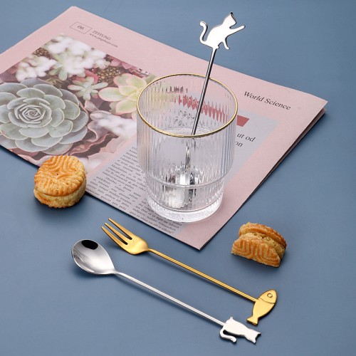 創意不鏽鋼貓咪魚叉羹