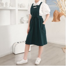 棉麻耐用純色清新圍裙