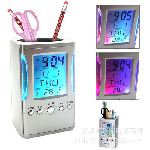 萬年曆彩鐘筆筒