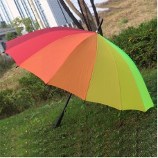 16骨彩虹直桿雨傘