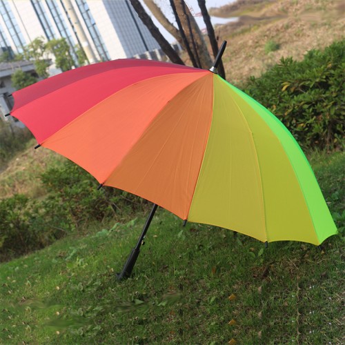 16骨彩虹直桿雨傘