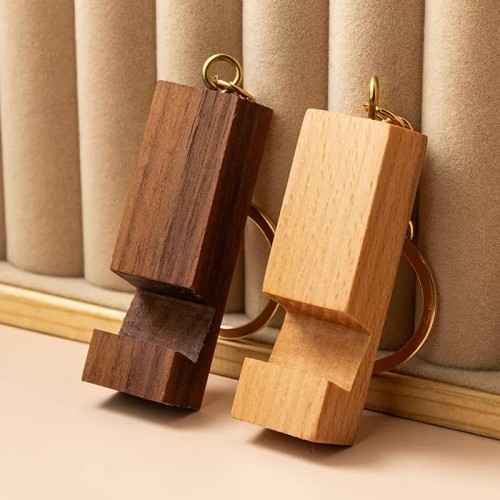 簡約櫸木匙扣手機支架